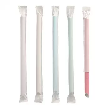 PAPSTAR Papier-Trinkhalme, 200 mm, 12 mm Durchmesser, bunte Farben, nachhaltig, 250 Stück (88852)