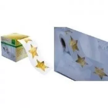 SIGEL Weihnachtssterne Aufkleber, Golddruck, 47 x 47 mm, auf Rolle (CS112)