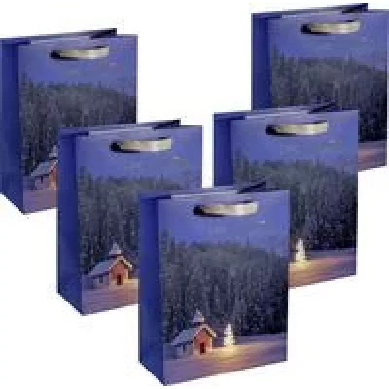 SIGEL GT115 Weihnachtskapelle Große Geschenktüten, 26 x 33 cm, 5er-Pack