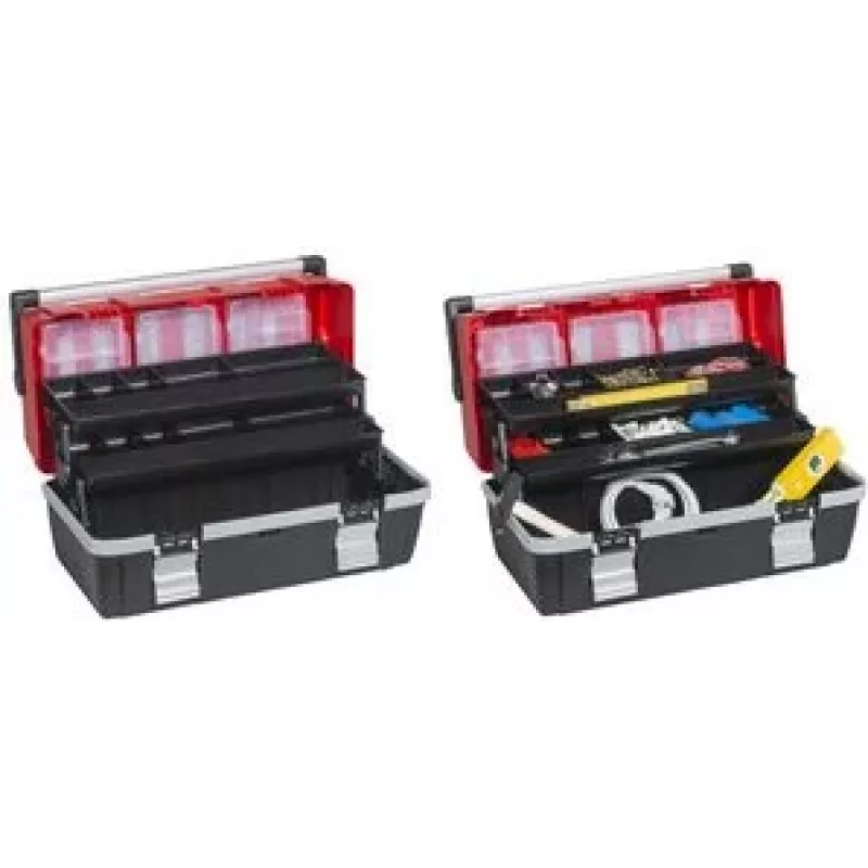 allit McPlus Alu C 22 Werkzeugkoffer, Polypropylen, Rot/Schwarz, 2 Cantilever-Schalen 457021