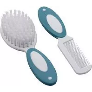 Olympia H+H Baby-Haarbürsten- und Kamm-Set BS 868, Naturborsten, extraweich, weiß, 98374