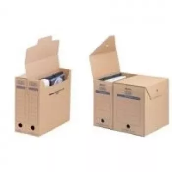 ELBA tric System Archivbox maxi, naturbraun Wellpappe, 100 mm Rücken, A4, mit Verschlussklappe und Fingerloch (83527)