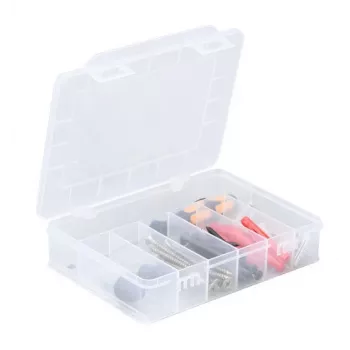 ALLIT EuroPlus Basic Sortimentsbox 18/7, transparentes Hochschlagfestes Polypropylen, 7 Fächer, Schwarz 457180