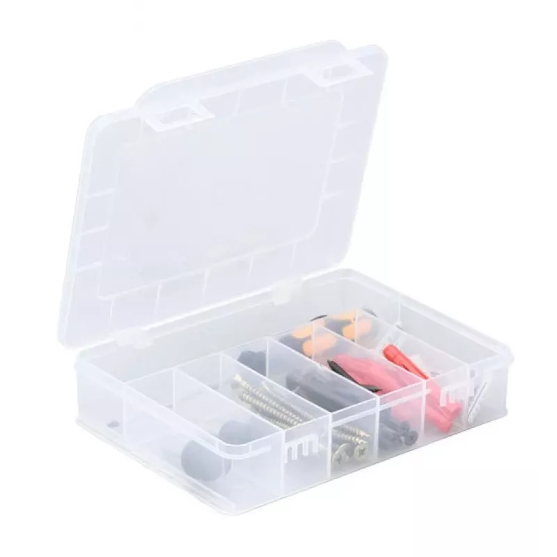 ALLIT EuroPlus Basic Sortimentsbox 18/7, transparentes Hochschlagfestes Polypropylen, 7 Fächer, Schwarz 457180