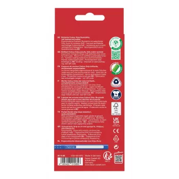 Faber-Castell Colour GRIP Dreieckige Buntstifte, sortierte Farben, 10 Stück, Soft-Grip-Zone, bruchfeste 3,3 mm Mine, wasserbasierter Lack, Promo-Etui 201585