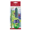 Faber-Castell Dino Jumbo Schreibset, Grün, 3 Stifte, 3 mm Mine, Ergonomisch Dreieckig, Bruchfest, Ab 3 Jahren 111529