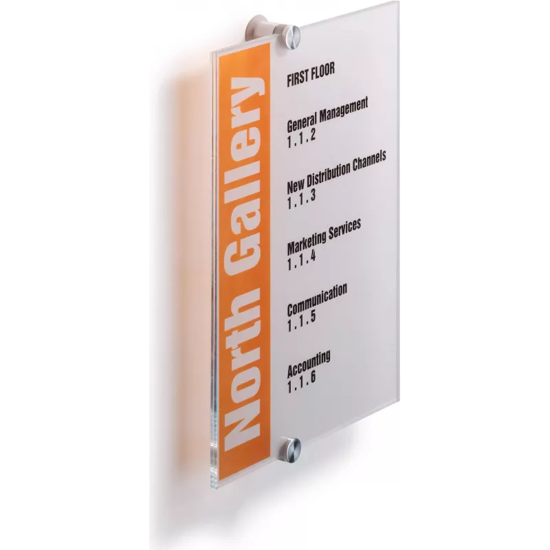 DURABLE CRYSTAL SIGN A4 Hochformat Türschild-Set, transparentes Acryl, Schraubmontage 482519