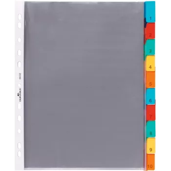 DURABLE A4 Prospekthüllen-Register, 10-teilig, farbig sortierte Taben, Polypropylen 663219