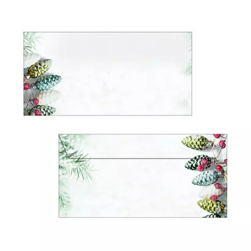 Sigel DU177 Christmas Garland Briefumschlag DIN lang (DL, 110 x 220 mm), ohne Fenster, weiß/grün, 90 g/m², 50 Stück