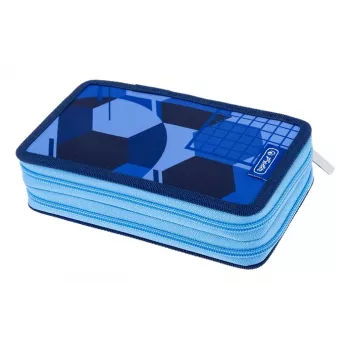 HERLITZ Blue Goal Doppel-Federmäppchen, 23-teilig, 2 Fächer, Reißverschluss, farbiges Innenfutter 400205859