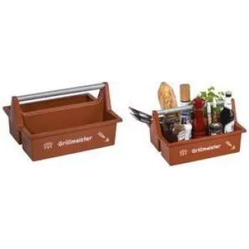 allit McPlus Carry Grillmeister Tragekoffer Braun mit Aluminiumgriff, 2 große Fächer 8500908000