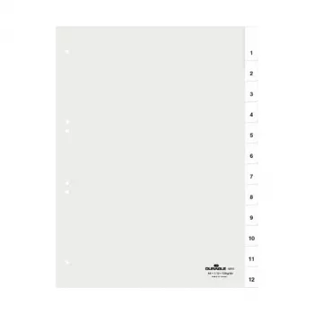 DURABLE A4 Register 1-12 mit Deckblatt, 80/80/80 mm Lochung 681019