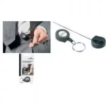 DURABLE Jojo einziehbarer Schlüsselanhänger mit Schlüsselring, Schwarz, 80 cm Kordel, 10er-Pack 822258