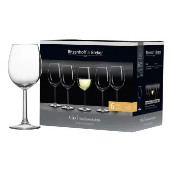 Ritzenhoff & Breker VIO Weißweinglas, 320 ml, spülmaschinenfest, bauchige Form, Höhe 200 mm, 6er-Set (812169)
