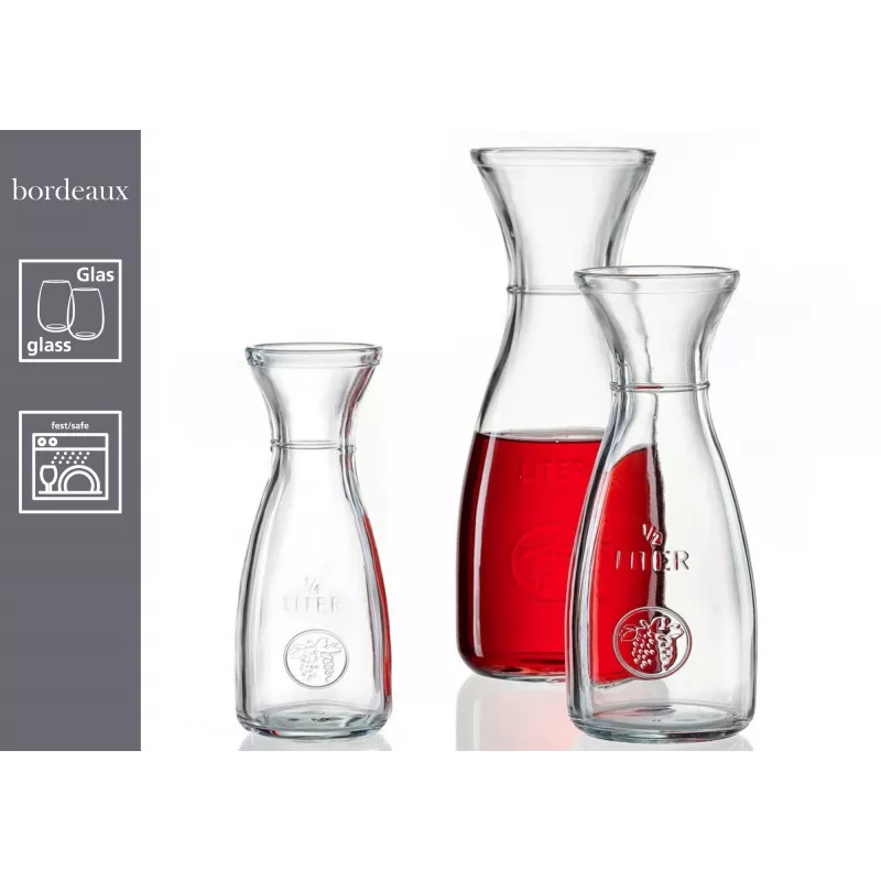 Ritzenhoff & Breker Bordeaux Glaskaraffe 1L, Kalk-Natron-Glas, spülmaschinenfest, Fülllinie - 6er-Pack 818963