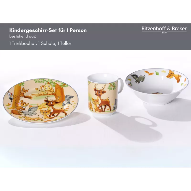 Ritzenhoff & Breker Kindergeschirr-Set Waldtiere, 3-teilig (422412)