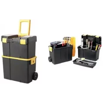 allit McPlus Mobiler Werkzeugkoffer-Set 24 Zoll Schwarz/Gelb 2-teilig mit Rollen und Teleskopgriff 476138