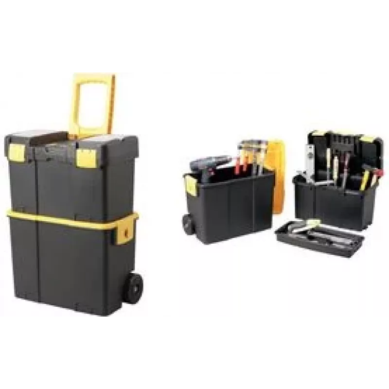 allit McPlus Mobiler Werkzeugkoffer-Set 24 Zoll Schwarz/Gelb 2-teilig mit Rollen und Teleskopgriff 476138