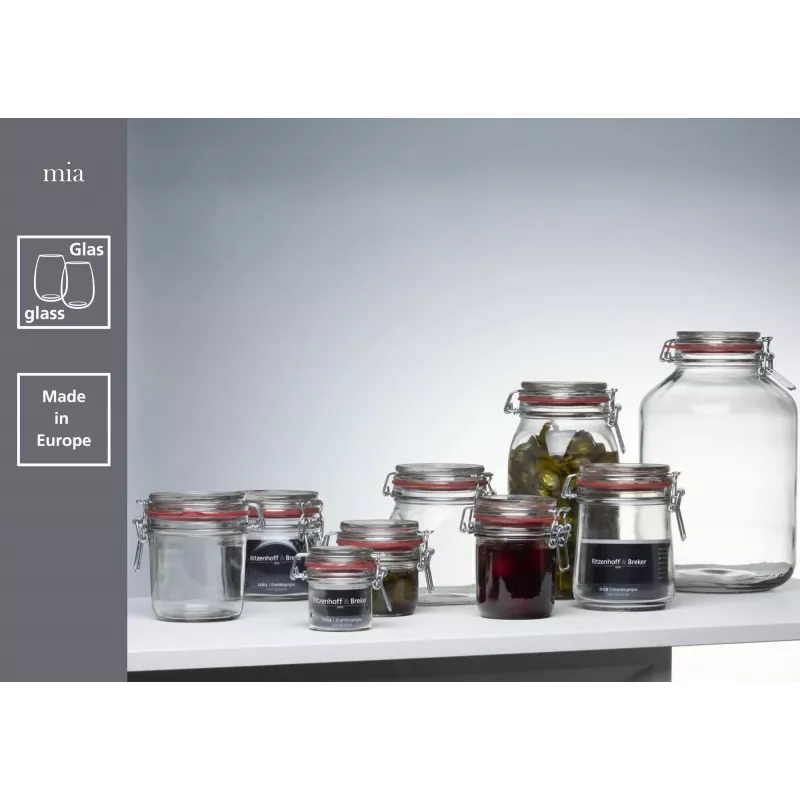 Ritzenhoff & Breker MIA Einmachglas / Vorratsglas, 125 ml, Glas mit Metallbügelverschluss und Gummidichtung, 6er-Set (813135)