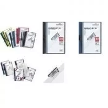 DURABLE DURACLIP ORIGINAL 30 A4 Klemmhefter mit Metallklemme, transparente blaue Vorderdeckel, 5er-Pack 2227-07