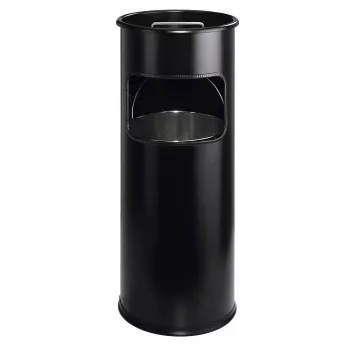 DURABLE Metall-Abfalleimer 17L rund mit Aschenbecher, Schwarz 333001