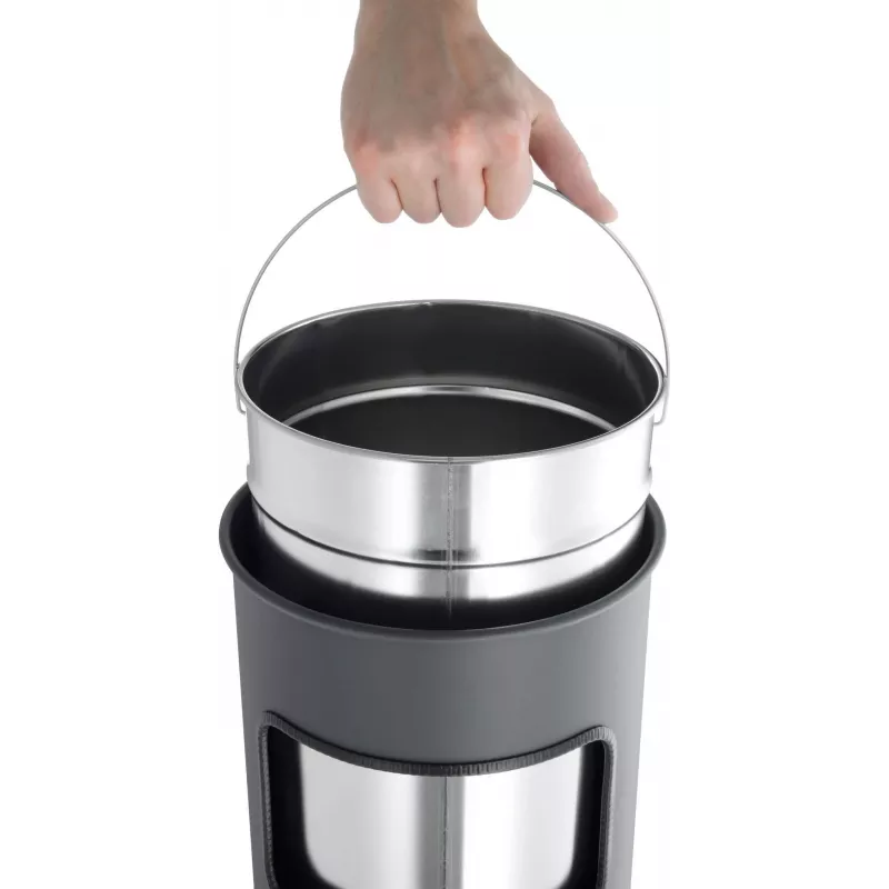DURABLE Metall-Abfalleimer 17L rund mit Aschenbecher, Schwarz 333001
