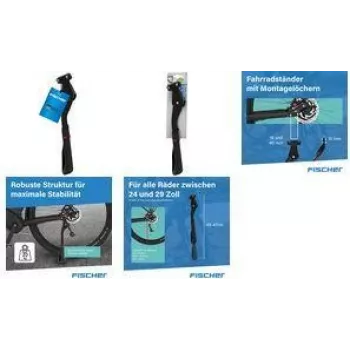 FISCHER Fahrradständer Aluminium Schwarz 24-28 Zoll Verstellbar Hinterbauständer 50323:FISCHER