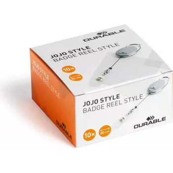 DURABLE Jojo STYLE Ausweishalter mit Snap-Button-Schlaufe, 80 cm Nylonschnur, Schwarz, 10er-Pack 832410