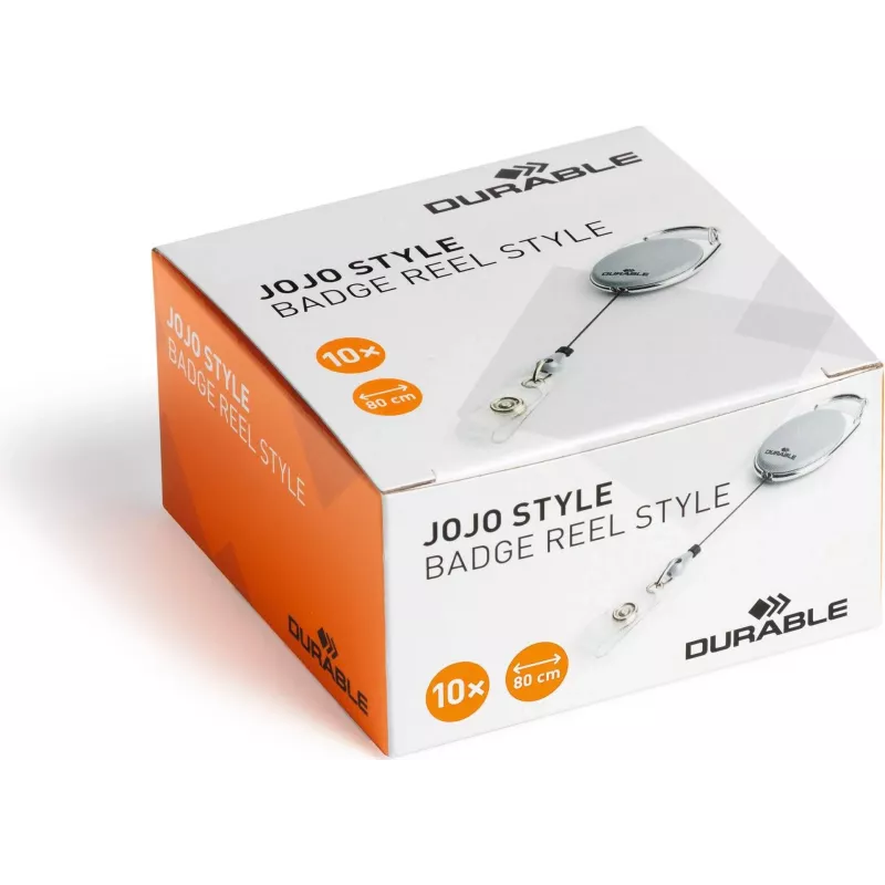 DURABLE Jojo STYLE Ausweishalter mit Snap-Button-Schlaufe, 80 cm Nylonschnur, Schwarz, 10er-Pack 832410