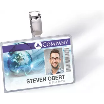 DURABLE ID-Kartenhalter mit Clip für 1 Karte, Transparent, 25 Stück (811319)