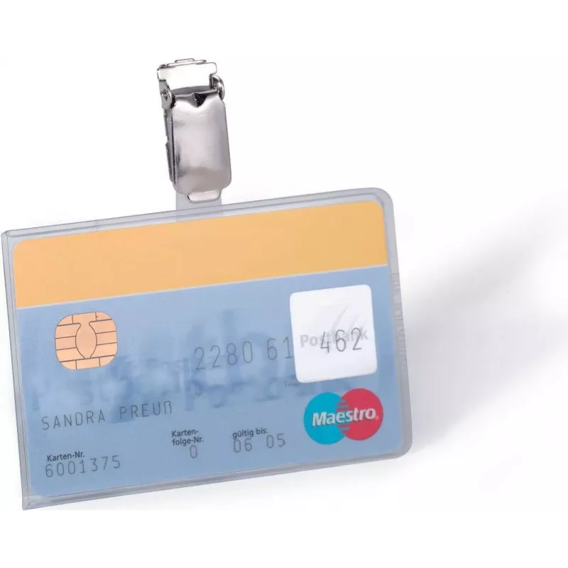 DURABLE ID-Kartenhalter mit Clip für 1 Karte, Transparent, 25 Stück (811319)