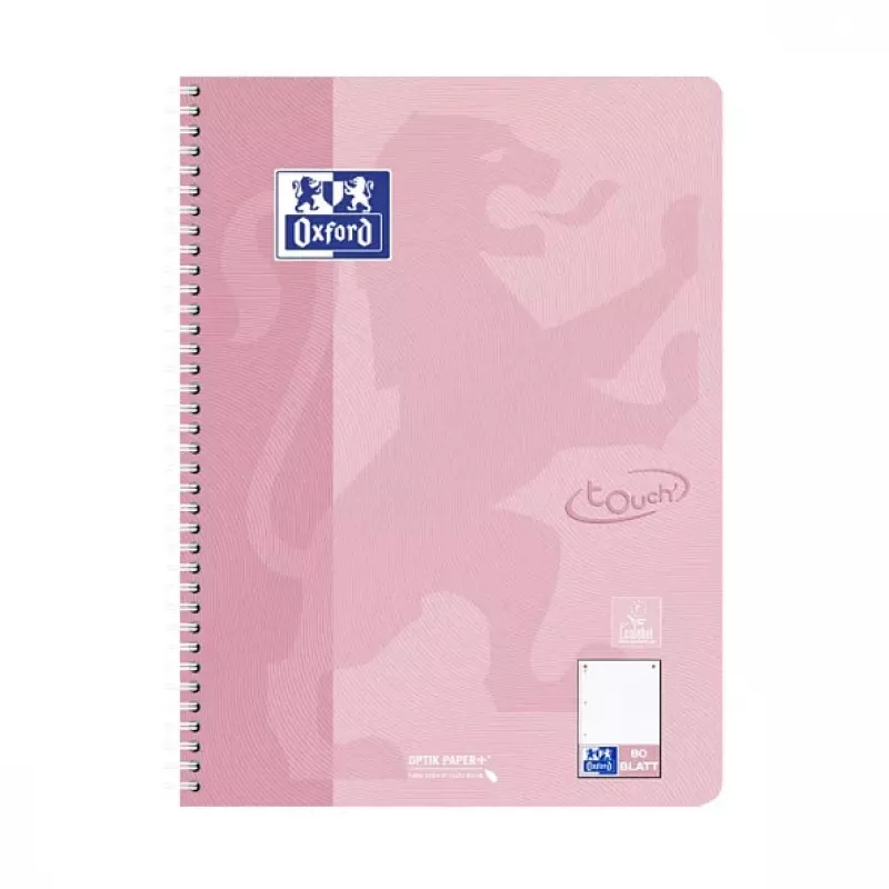 OXFORD Collegeblock TOUCH kariert mit Rand A4, 80 Blatt, 90 g/m², verschiedene Farben 400196079