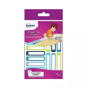 AVERY Stiftetiketten, Papier, 10 x 50 mm, farbige Rahmen, abgerundete Ecken, handbeschriftbar, permanent haftend - 30 Etiketten (RESMI30G)