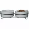 Ritzenhoff & Breker TARO Doppelter Hundenapf-Set, 880 ml, graues Steingut mit schwarzem Metallständer 450521