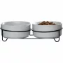 Ritzenhoff & Breker TARO Doppelter Hundenapf-Set, 880 ml, graues Steingut mit schwarzem Metallständer 450521