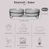 Ritzenhoff & Breker TARO Doppelter Hundenapf-Set, 880 ml, graues Steingut mit schwarzem Metallständer 450521
