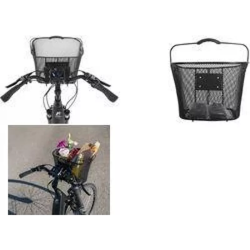 FISCHER E-Bike PLUS Lenkerkorb, feinmaschiger Stahldraht, Schwarz, Schnellverschluss, 5 kg 50653