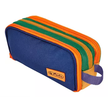 Herlitz Doppel-Federmäppchen Neon Uni Bunt Polyester, 2 Reißverschlussfächer, 1 Stück 400206618