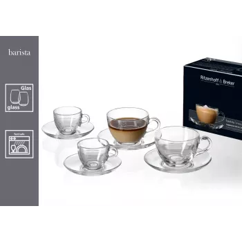 Ritzenhoff & Breker BARISTA Espresso-Set, 4-teilig, klares Glas, 80 ml Tassen, spülmaschinenfest 822038