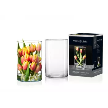Ritzenhoff & Breker AMALIA zylindrische Glasblumenvase, transparent, Durchmesser 140 mm, 1 Stück 823882