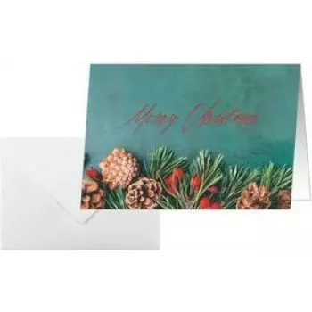 SIGEL DS642 Green Christmas A6 Querformat Klappkarte, 250 g/m² weißer Karton, Inkjet/Laser/Kopierer, 5 Karten mit Umschlägen