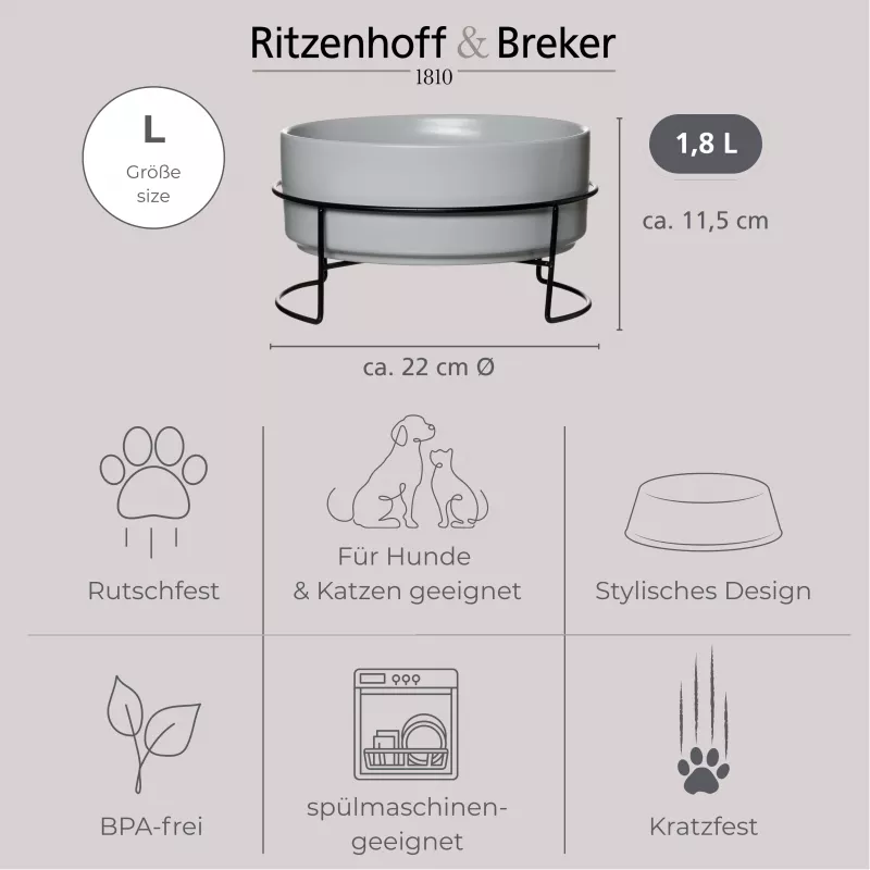 Ritzenhoff & Breker TARO Napf-Set 1,8L Grau Steingut Keramik 450484