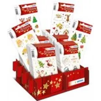 HERMA Weihnachts-Sticker DECOR Glitzernde Weihnachtszeit Display, Papieraufkleber mit Glitzer-Finish, klassische Weihnachtsmotive, 1 Display (15624)