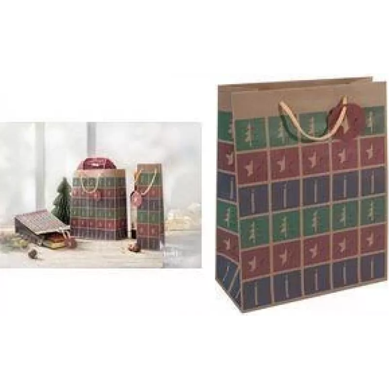 SIGEL GT044 Weihnachtsgeschenktasche mit Ausstanzung, Klein, Brauner Kraftkarton 157 g/m², 1 Stück