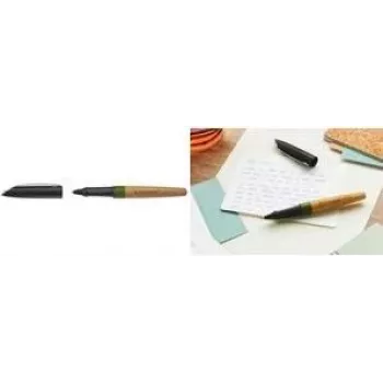 STABILO Grow Kugelschreiber - Moosgrün/Eiche Schaft, Blaue Tinte, Soft Ball, Ergonomische Kunststoffgriffzone, Druckmechanik, Nachfüllbar 6032/1-41