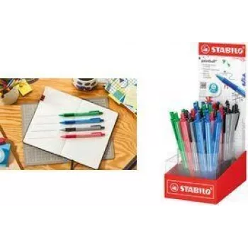 STABILO pointball colorful Druckkugelschreiber mit Einzelhandelsdisplay, 38 verschiedene Farben, 0,5 mm, rutschfeste Griffzone 6033/38-1