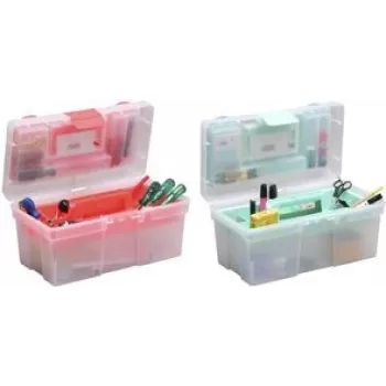 allit McPlus Clear 16 Aufbewahrungsbox, Polypropylen, Transparent mit roten Verschlüssen 416411