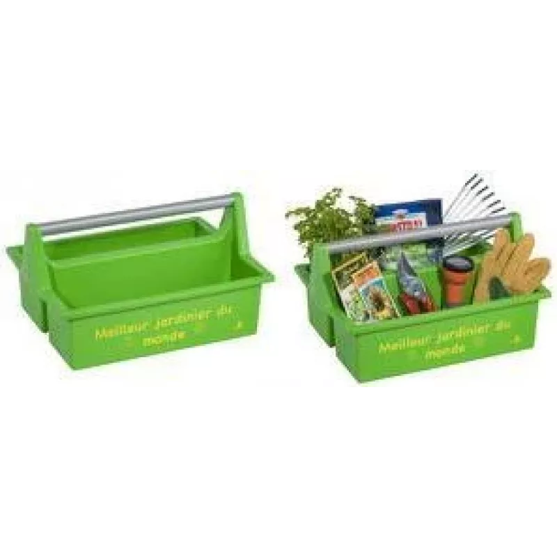 allit McPlus Carry Jardinier Werkzeugkorb, Grün, Ergonomischer Aluminiumbügelgriff, 2 Große Fächer, 1 Stück (8500906006)