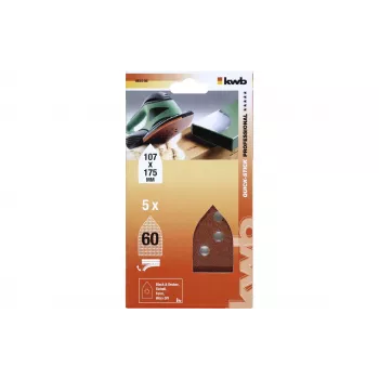 KWB 493406 Delta-Schleifblätter P60 175 x 107 mm 5er-Pack Klettverschluss