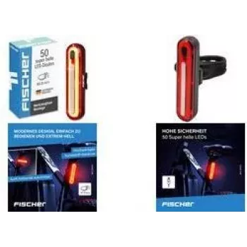 FISCHER FAHRRAD LED Fahrrad-Rücklicht, wiederaufladbar, Schwarz/Rot 50089:FISCHER